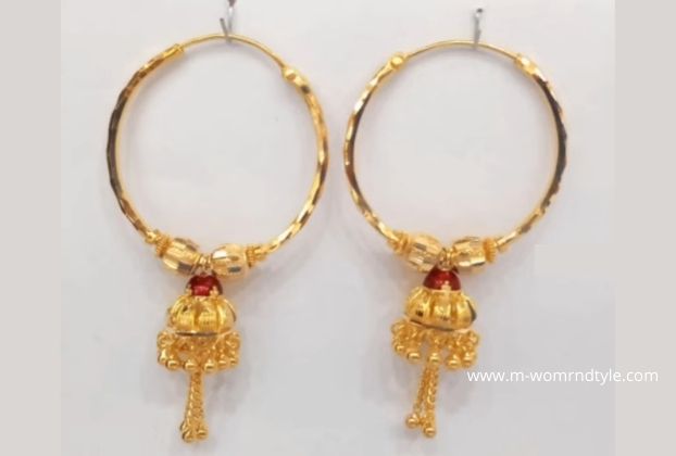 Latest gold hoop earrings with price 