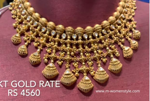 indian bridal gold choker necklace, www.m-womenstyle.com