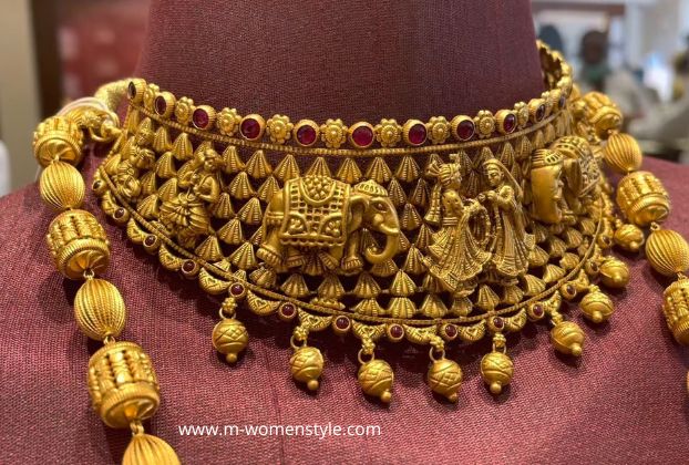 indian gold choker necklace with weight