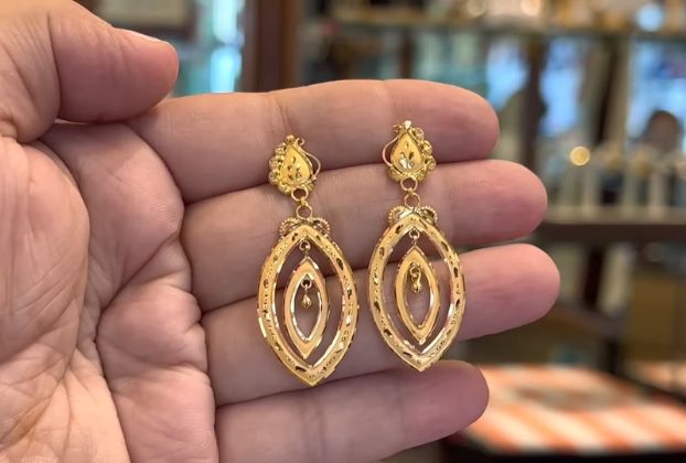 1.23 gram pure gold earrings with price