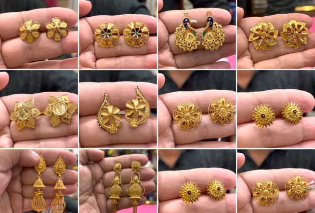 Gold small Earrings designs for daily wear | Gold earrings indian, Gold  earrings designs, Small earrings gold
