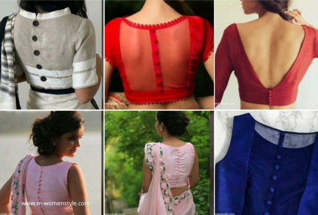 Amazing Plain Blouse Back Designs With Buttons