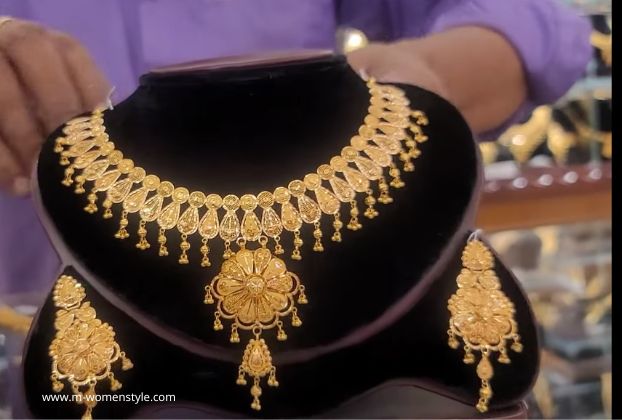 wedding gold necklace design with price