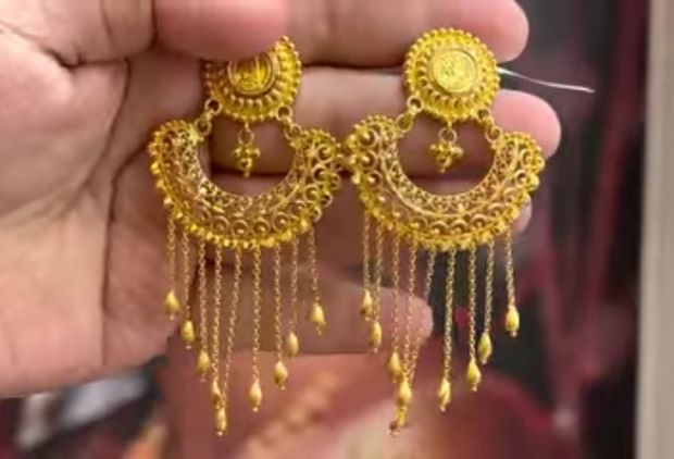 Latest Model Gold Antique Earrings  South India Jewels
