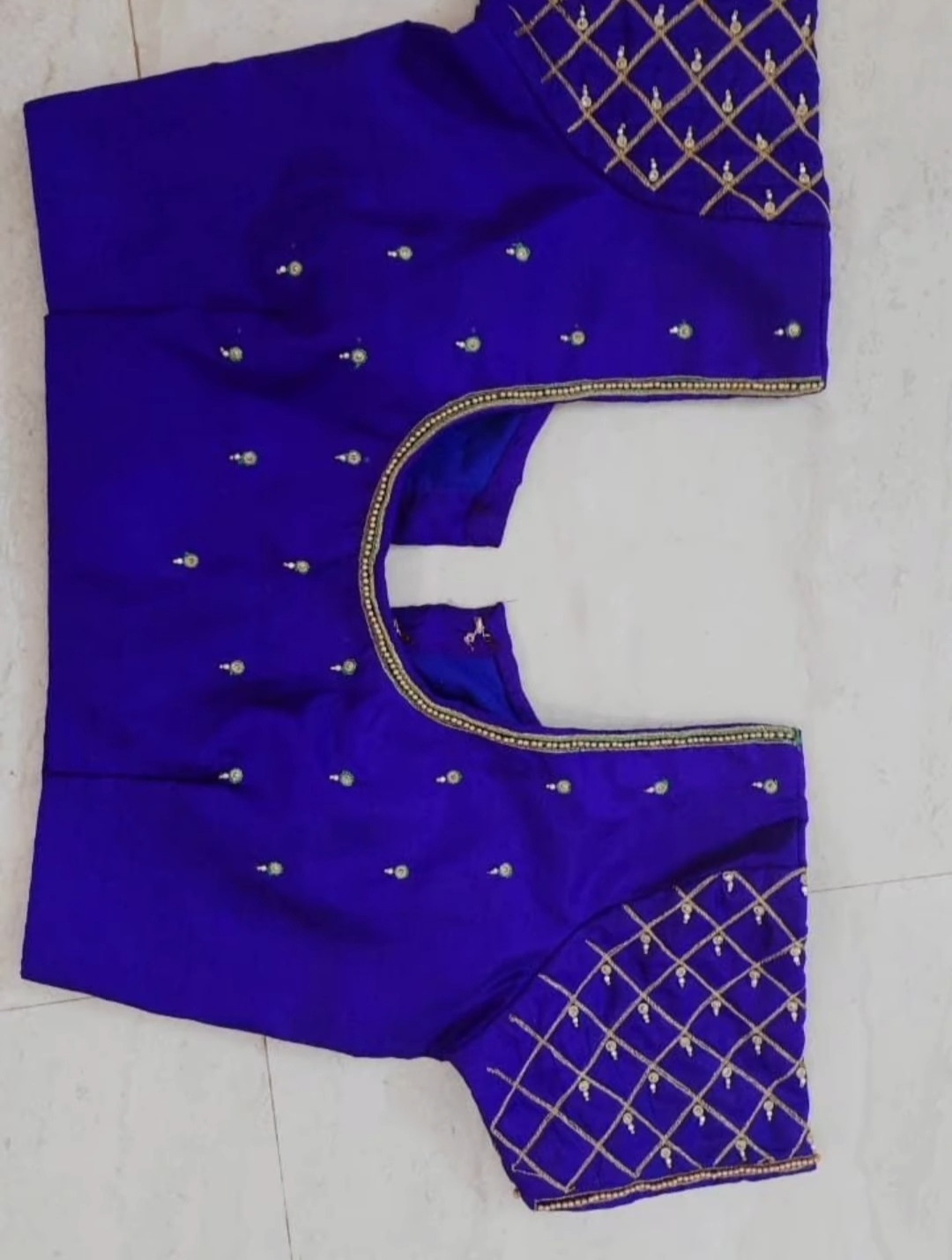 Blue colour blouse with embroidery work 