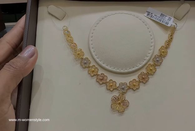 Floral gold necklace with price 