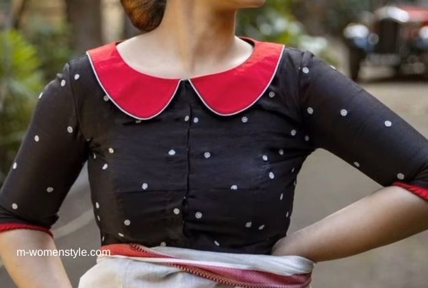 Half Sleeves Red Color Collar Blouse 