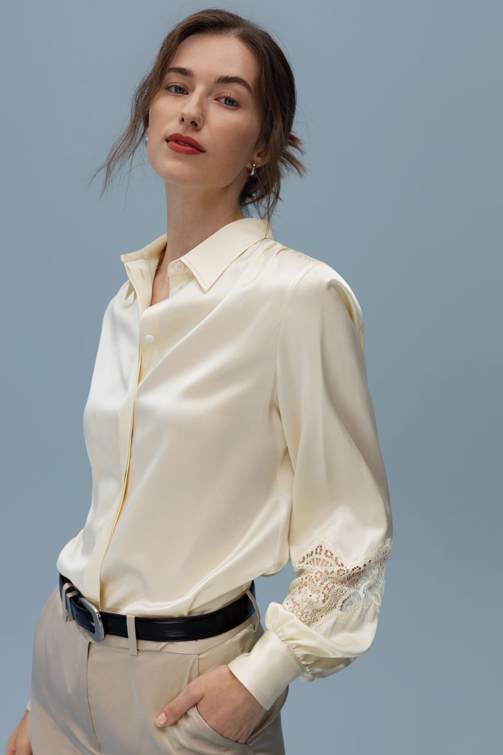 Gold colour silk blouse 
