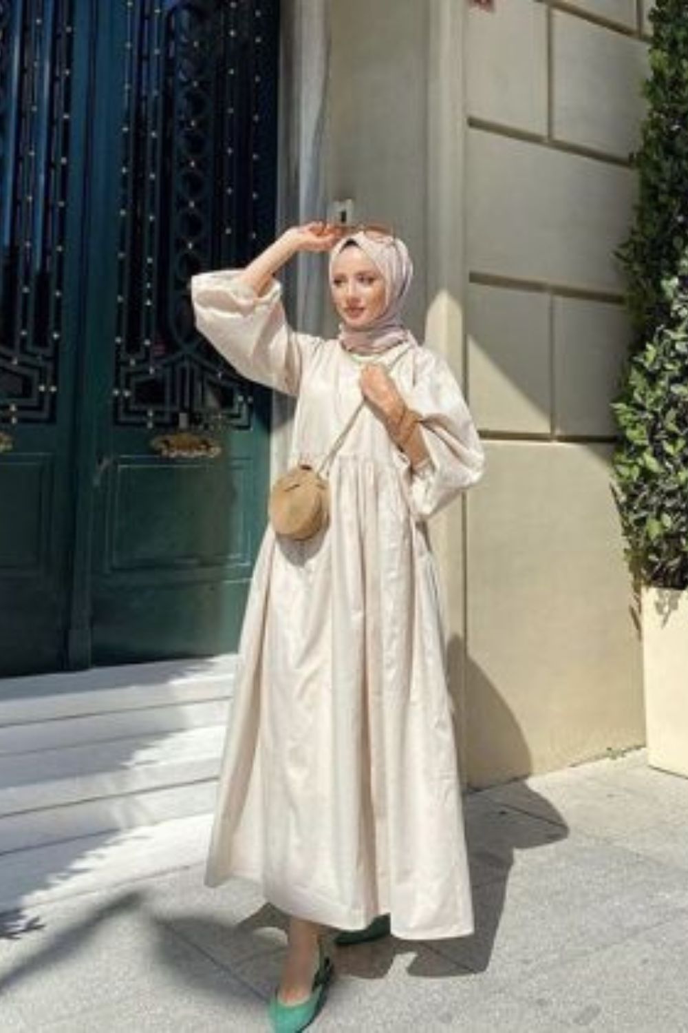 Light Brown Color Hijab for Cream clothes
