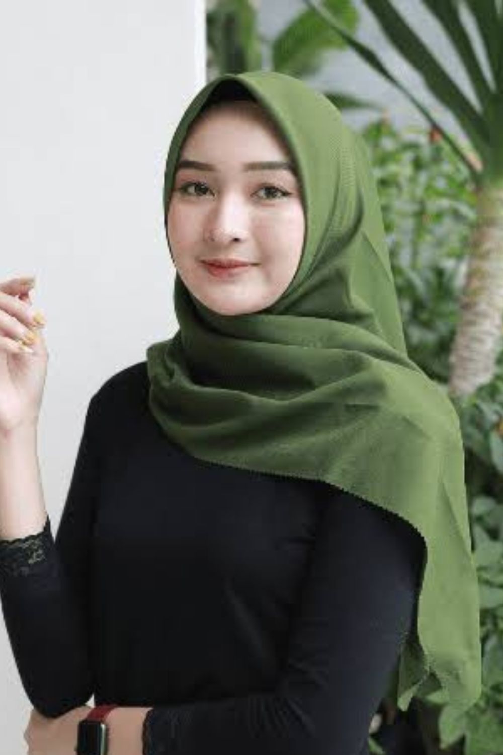 Black Shirt and Pant with Green Hijab for Girls