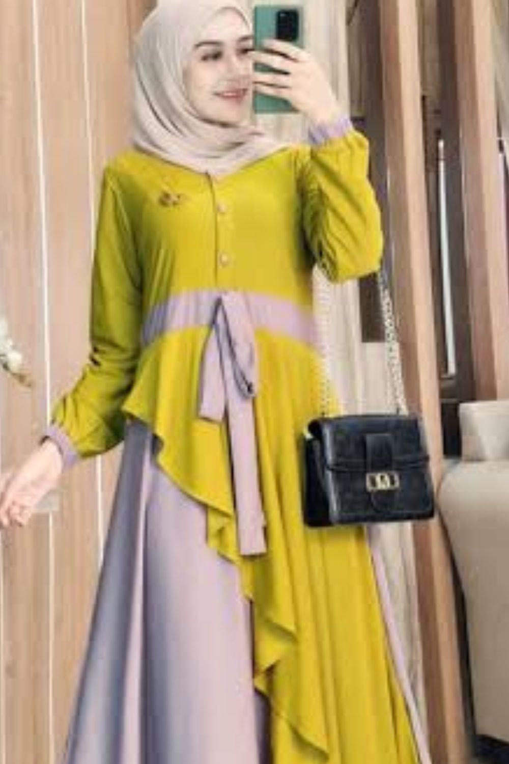 Nude Color Hijab for Lemon Color Clothes