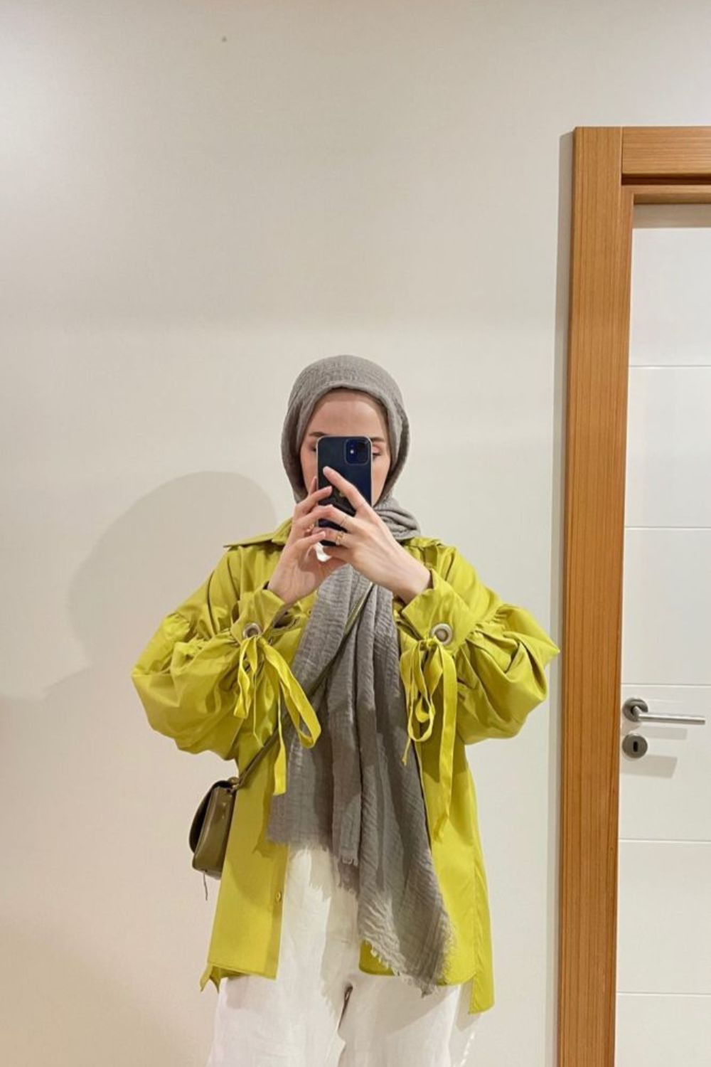 Grey Hijab for Lemon Color Clothes