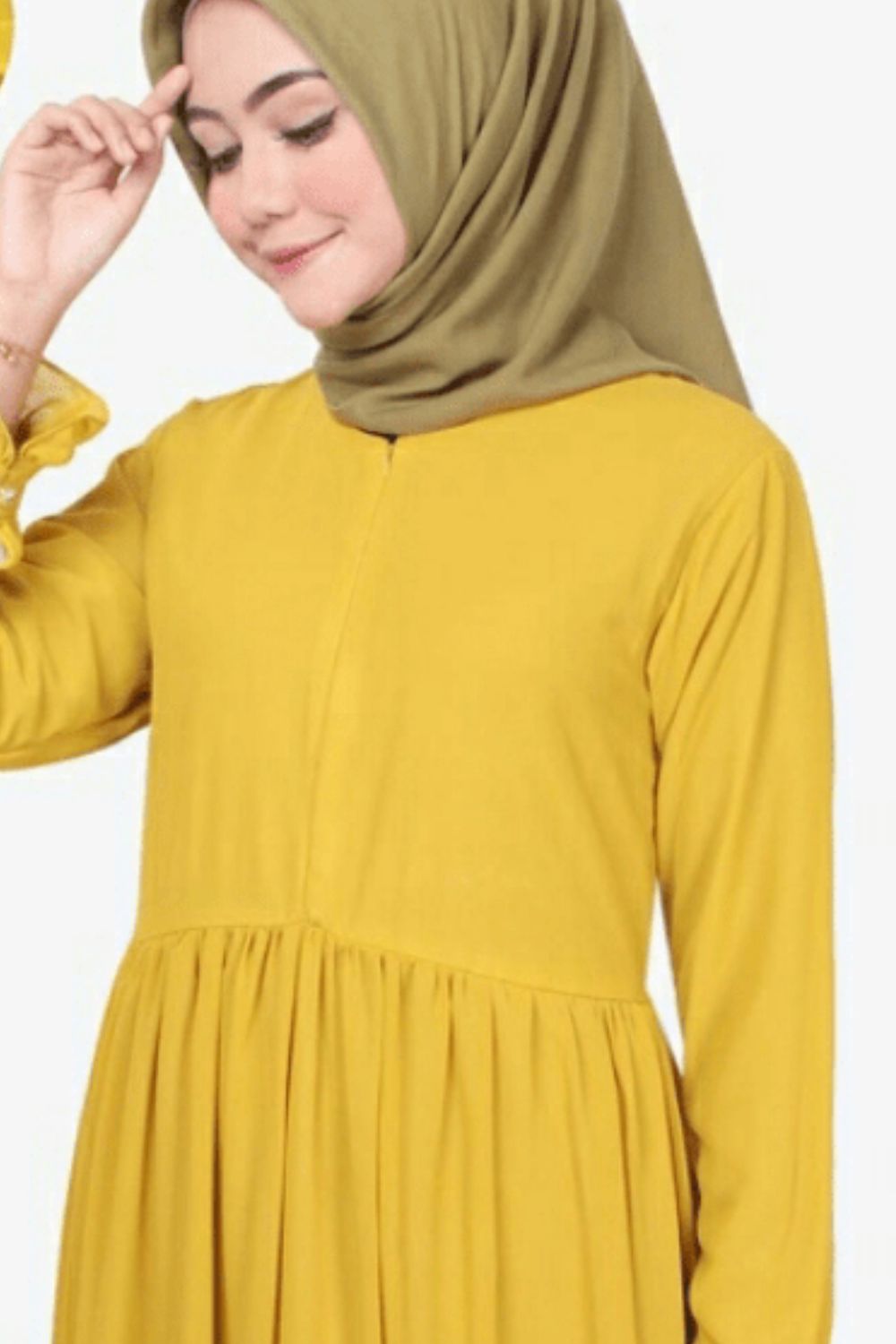 Olive Hijab for Lemon Color Clothes