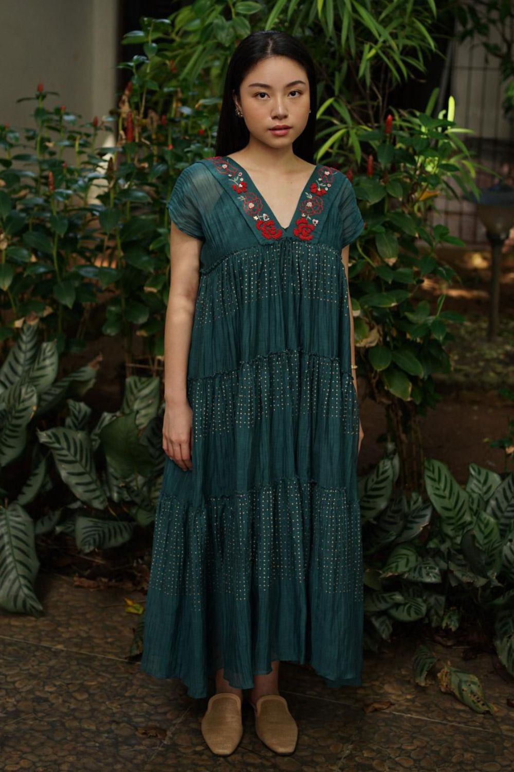 Green Embroidery Dress