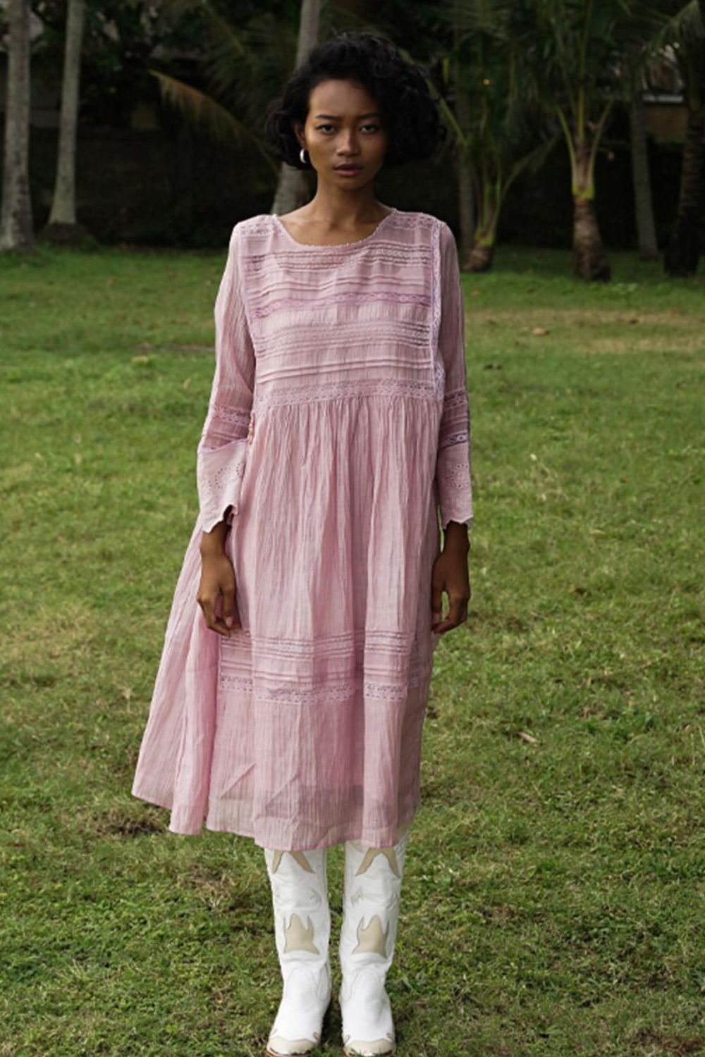 Lavender Chanderi Cotton Dress