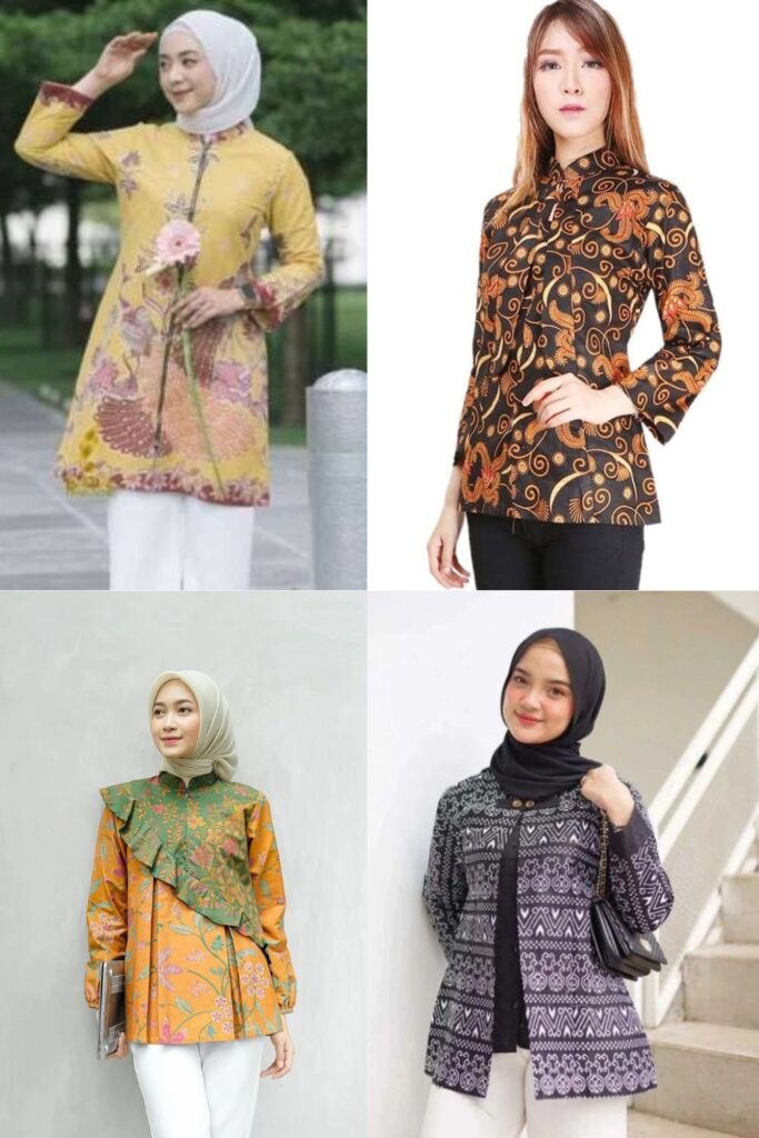 Model Baju Batik Atasan Wanita Lengan Panjang Modern