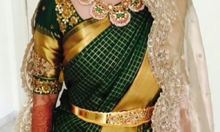 Green and Golden Blouse Designs