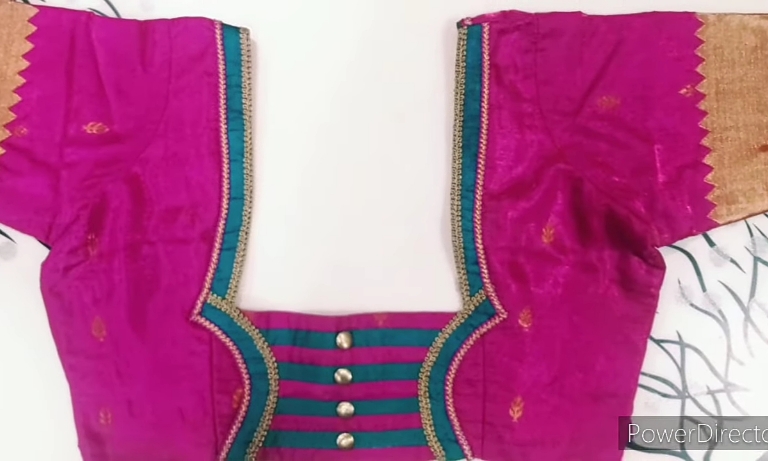 Simple Patch Work Blouse Designs for Silk Sarees Images