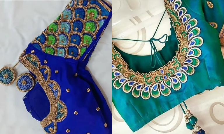 Simple Peacock Blouse Designs