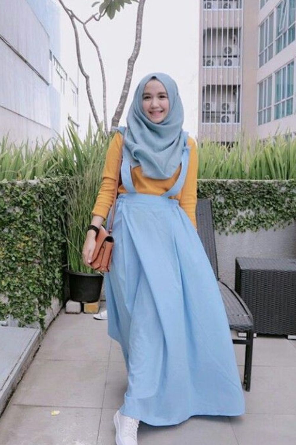 Light Blue Color Hijab for Light Blue Dress